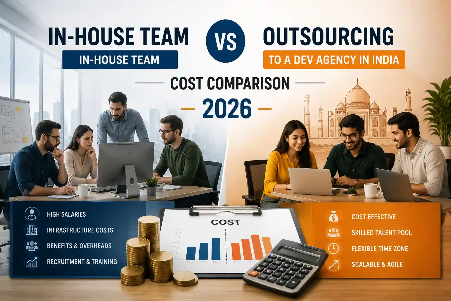 In-House Team vs Outsourcing to a Dev Agency in India: Cost Comparison 2026 | Yantrix Labs